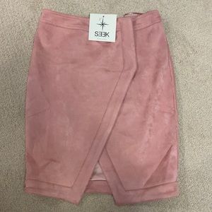 LF Seek Pink Velvet Bodycon Skirt